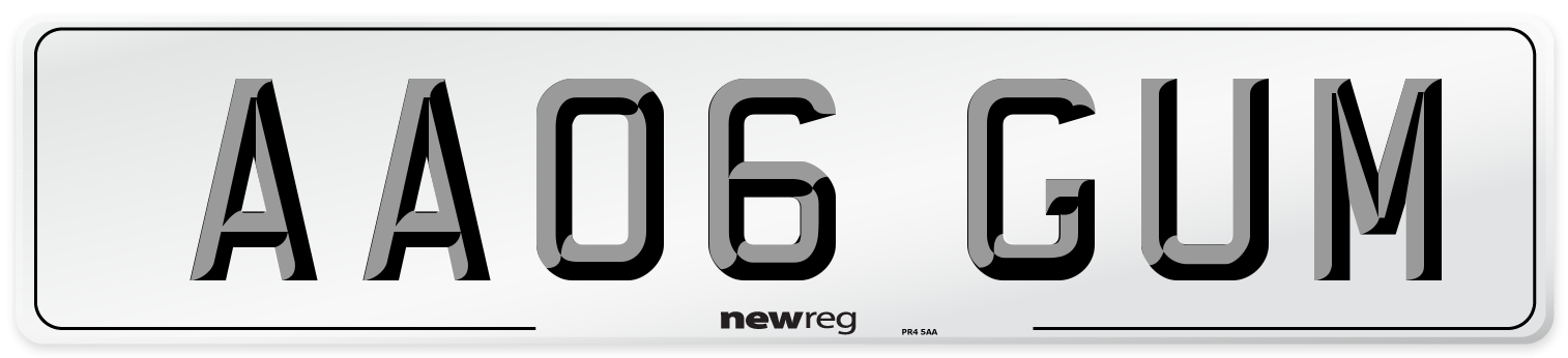 AA06 GUM Number Plate from New Reg